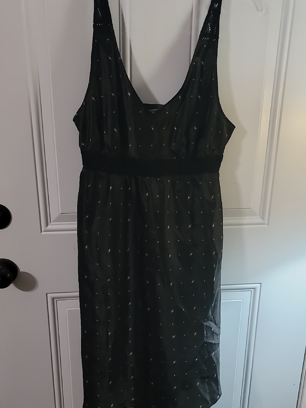 Black Midi Slip Dress/ Nightie with Subtle Sparkle